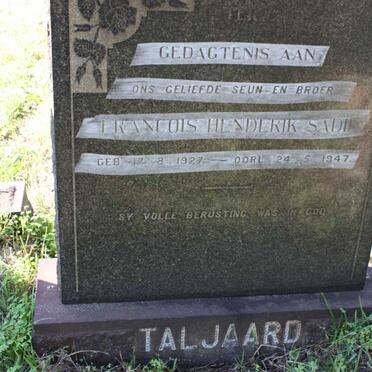 TALJAARD Francois Henderik Sadie 1927-1947