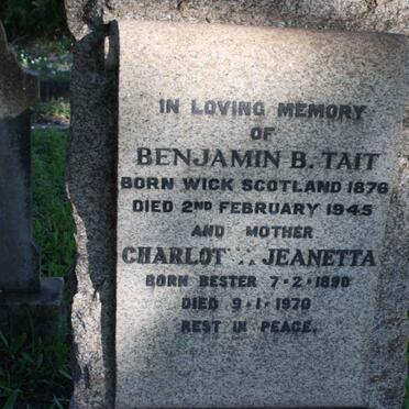 TAIT Benjamin B. 1876-1945 &amp; Charlotte Jeanetta BESTER 1890-1970