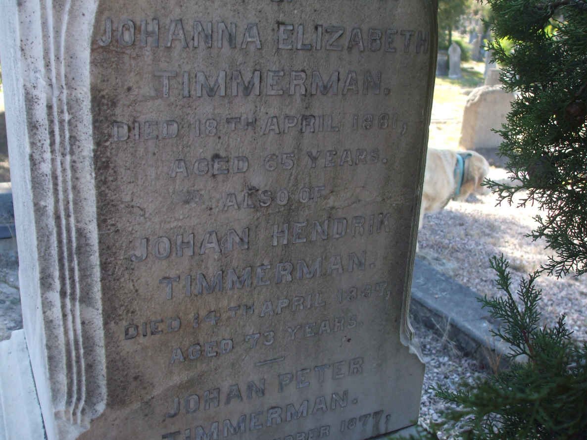 TIMMERMAN Johan Hendrik  -1887 &amp; Johanna Elizabeth -1881