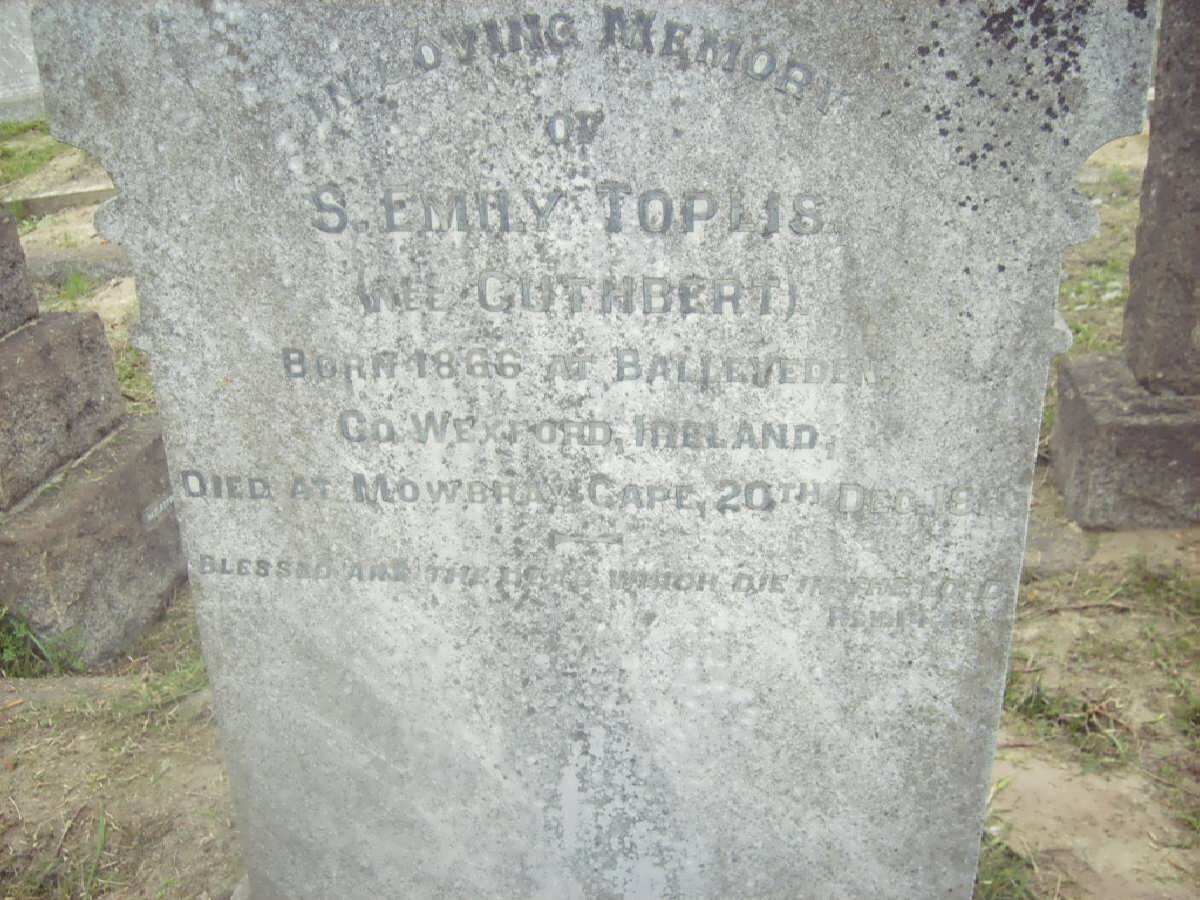 TOPLIS S. Emily nee CUTHBERT 1866-1911