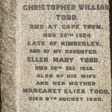 TODD Christopher William -1924 &amp; Margaret Eliza -1950 :: TODD Ellen Mary -1938