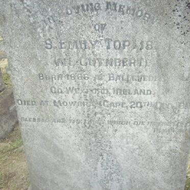 TOPLIS S. Emily nee CUTHBERT 1866-1911