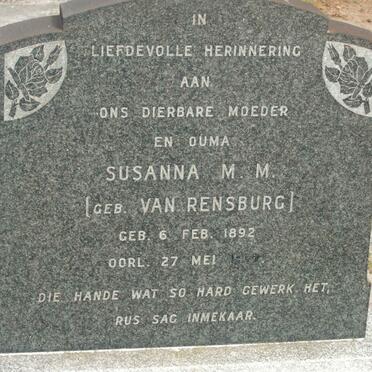 TONDER Susanna Magdalena Margaretha, van nee VAN RENSBURG 1892-1962