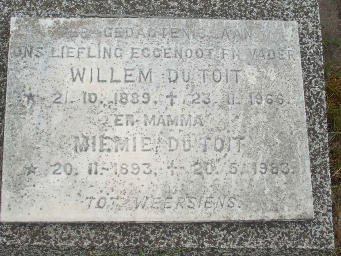 TOIT Willem, du 1889-1966 &amp; Miemie 1893-1983