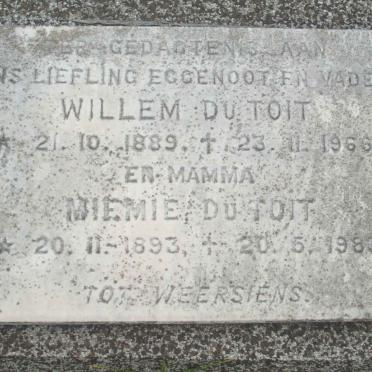 TOIT Willem, du 1889-1966 &amp; Miemie 1893-1983
