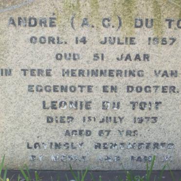 TOIT A.G., du -1957 &amp; Leonie -1973