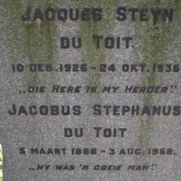 TOIT Jacques Steyn, du 1926-1935 :: TOIT Jacobus Stephanus 1886-1958