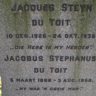 TOIT Jacques Steyn, du 1926-1935 :: TOIT Jacobus Stephanus 1886-1958