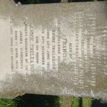 TRELEAVEN Francis 1855-1902 &amp; Annieee HANCOCKS 1853-1903