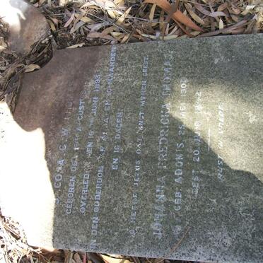 THOMAS Jacoba C.W. 1851-1893 ::  THOMAS  Johanna Fredricka nee ADONIS 1901-1942