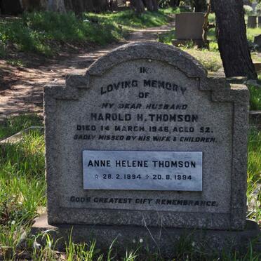 THOMSON Harold H. -1946 &amp; Anne Helene 1894-1994