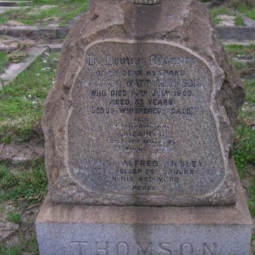 THOMSON William Watt -1906 &amp; Elizabeth -1949 :: ANSLEY Sidney Alfred -19?