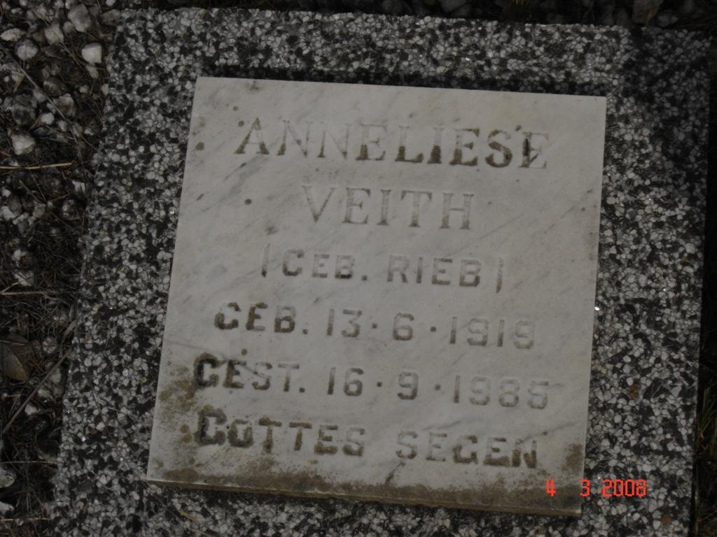 VEITH Anneliese nee RIEB 1919-1985