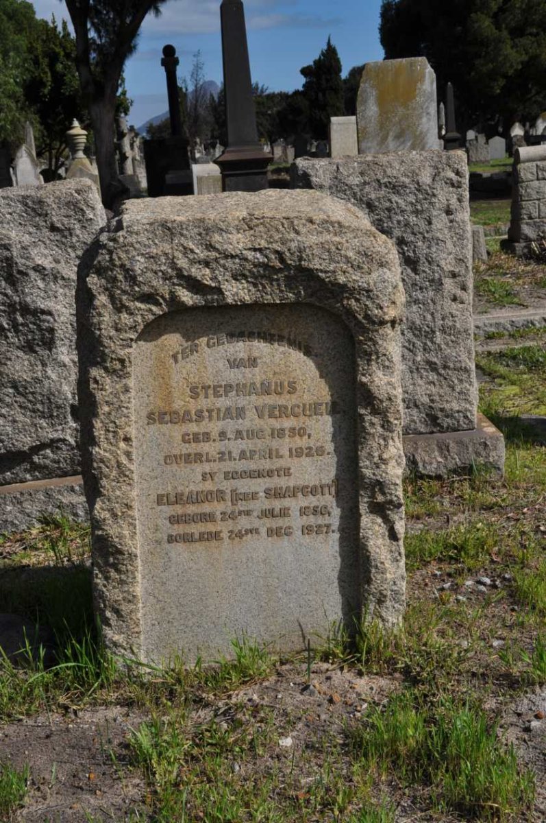 VERCUEIL Stephanus Sebastian 1850-1926 &amp; Eleanor SHAPCOTT 1856-1927