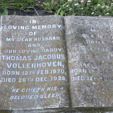 VOLLENHOVEN Thomas Jacobus 1870-1928 &amp; Winifred Eveline MOHR 1900-1971