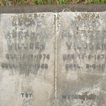 VILJOEN Lucas Abraham 1875-1955 &amp; Maria Elizabeth 1876-1961