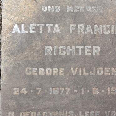RICHTER Aletta Francina nee VILJOEN 1877-1961