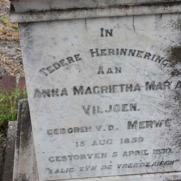VILJOEN Anna Magrietha Maria nee V.D. MERWE 1859-1930