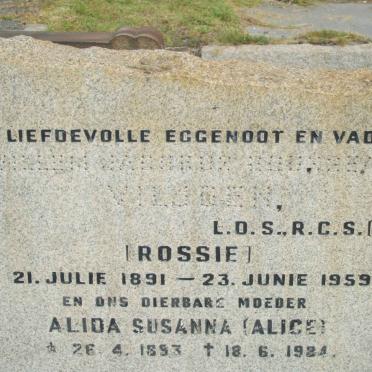 VILJOEN Willem Jacobus Rousseau 1891-1959 &amp; Alida Susanna 1893-19?4