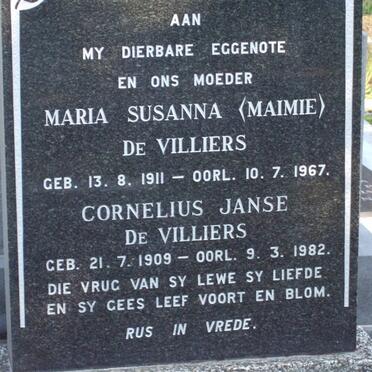 VILLIERS Cornelius Janse, de 1909-1982 &amp; Maria Susanna 1911-1967