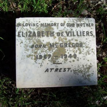 VILLIERS Elizabeth, de nee McGREGOR 1867-1949