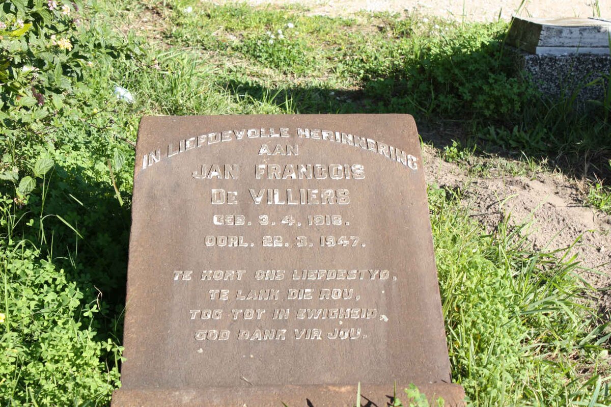 VILLIERS Jan Francois, de 1916-1947