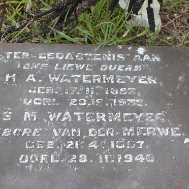 WATERMEYER H.A. 1853-193? &amp; S.M. van der MERWE 1857-1940