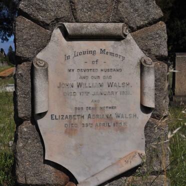 WALSH John William -1931 &amp; Elizabeth Adriana -1955