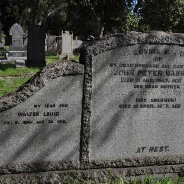 WASSUNG John Peter -1943 &amp; Albertina Barendina SOLOMON -1973 :: WASSUNG Walter Louis -1954