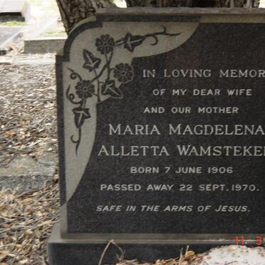 WAMSTEKER Maria Magdalena Aletta 1906-1970
