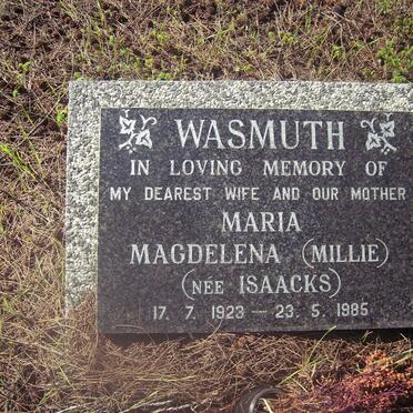 WASMUTH Maria Magdalena nee ISAACKS 1923-1985