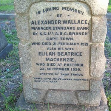 WALLACE Alexander -1921 &amp; Elilah Beatrice MACKENZIE -1929