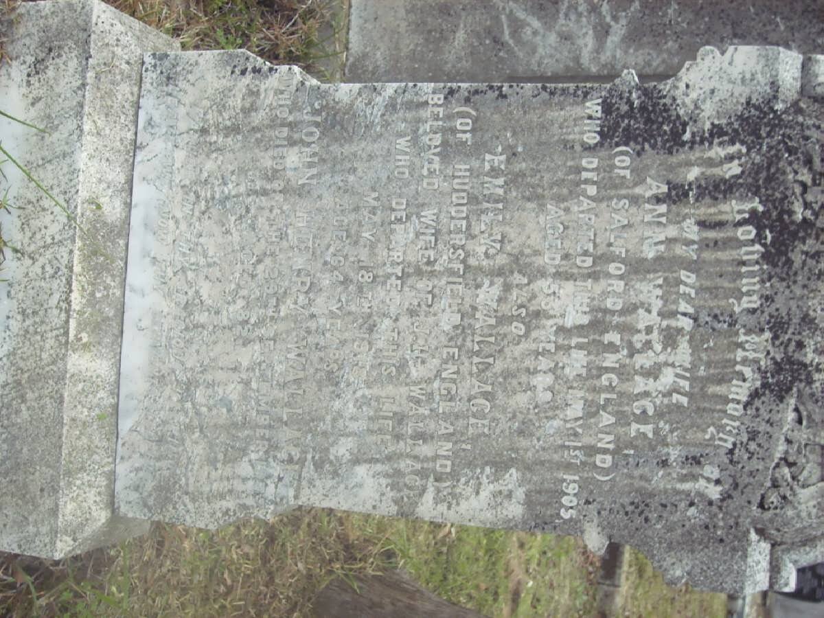 WALLACE John Henry -1937 &amp; Emily 1913 :: WALLACE Ann -1905