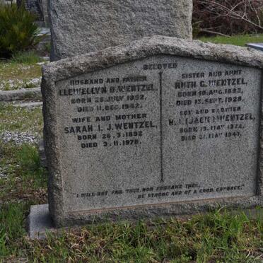 WENTZEL Llewellyn D. 1892-1942 &amp; Sarah I.J. 1892-1978 :: WENTZEL Ruth G. 1893-1928 :: WENTZEL H.J. 1922-1947