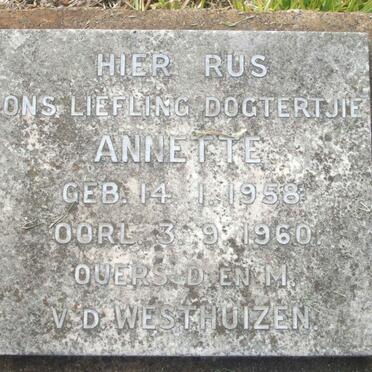 WESTHUIZEN Annette, v.d. 1958-1960