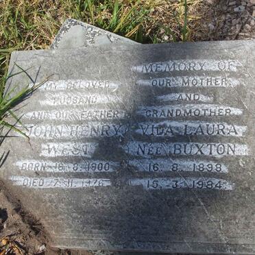 WEST John Henry 1900-1976 &amp; Vida Laura BUXTON 1898-1984