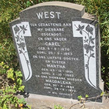 WEST Carel 1876-1963 &amp; Magdalena 1882-1972 :: WEST Martha 1901-1962