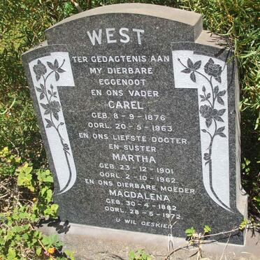 WEST Carel 1876-1963 &amp; Magdalena 1882-1972 :: WEST Martha 1901-1962