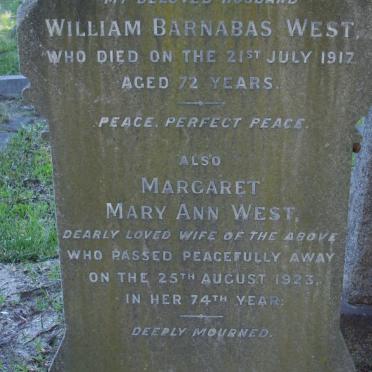 WEST William Barnabas -1917 &amp; Margaret Mary Ann -1923