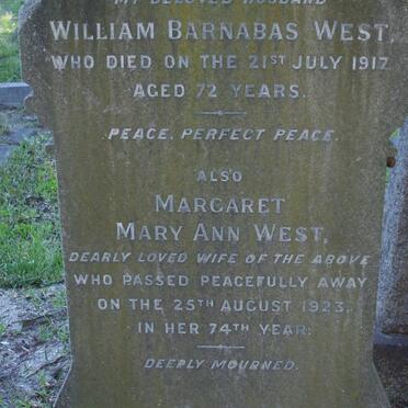 WEST William Barnabas -1917 &amp; Margaret Mary Ann -1923
