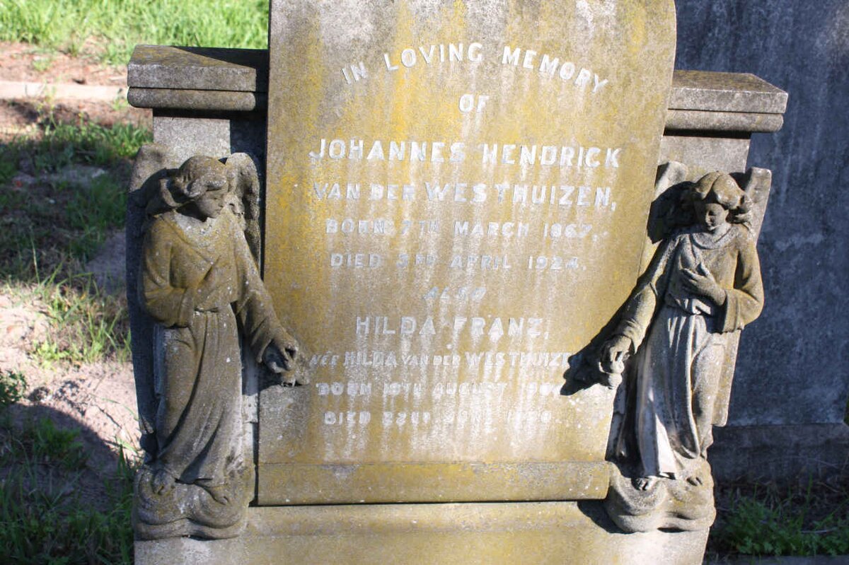 WESTHUIZEN Johannes Hendrik, van der 1867-1924 &amp; Hilda Franz VAN DER WESTHUIZEN 18??-19??