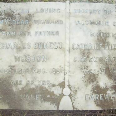 WESTON Charles Ernest -1961 &amp; Cathrine Elizabeth -1964