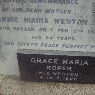 WESTON Annie Maria -1935 :: ROPER Grace Maria nee WESTON -1996