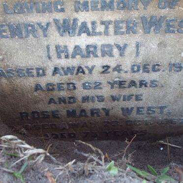 WEST Henry Walter -1947 &amp; Rose Mary -1962 
