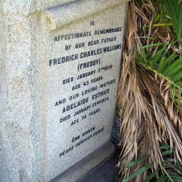 WILLIAMS Fredrick Charles -1930 &amp; Adelaide Esther -1974