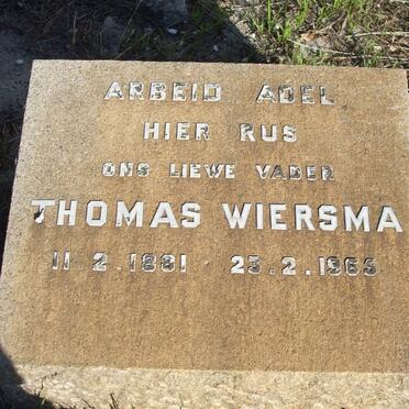 WIERSMA Thomas 1881-1965