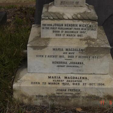 WICHT Johan Hendrik 1802-1867 &amp; Maria Magdalena 1815-1892