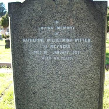 WITTER Catherine Wilhelmina nee REYNEKE -1926