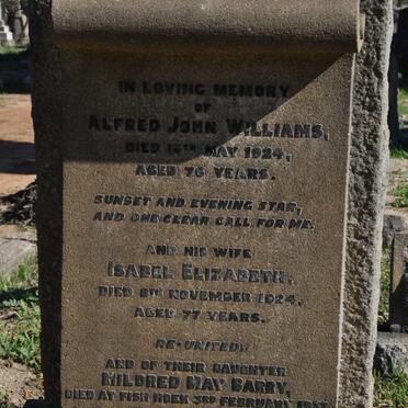 WILLIAMS Alfred John -1924 &amp; Isabel Elizabeth -1924 :: BARRY Mildred May nee WILLIAMS -1937