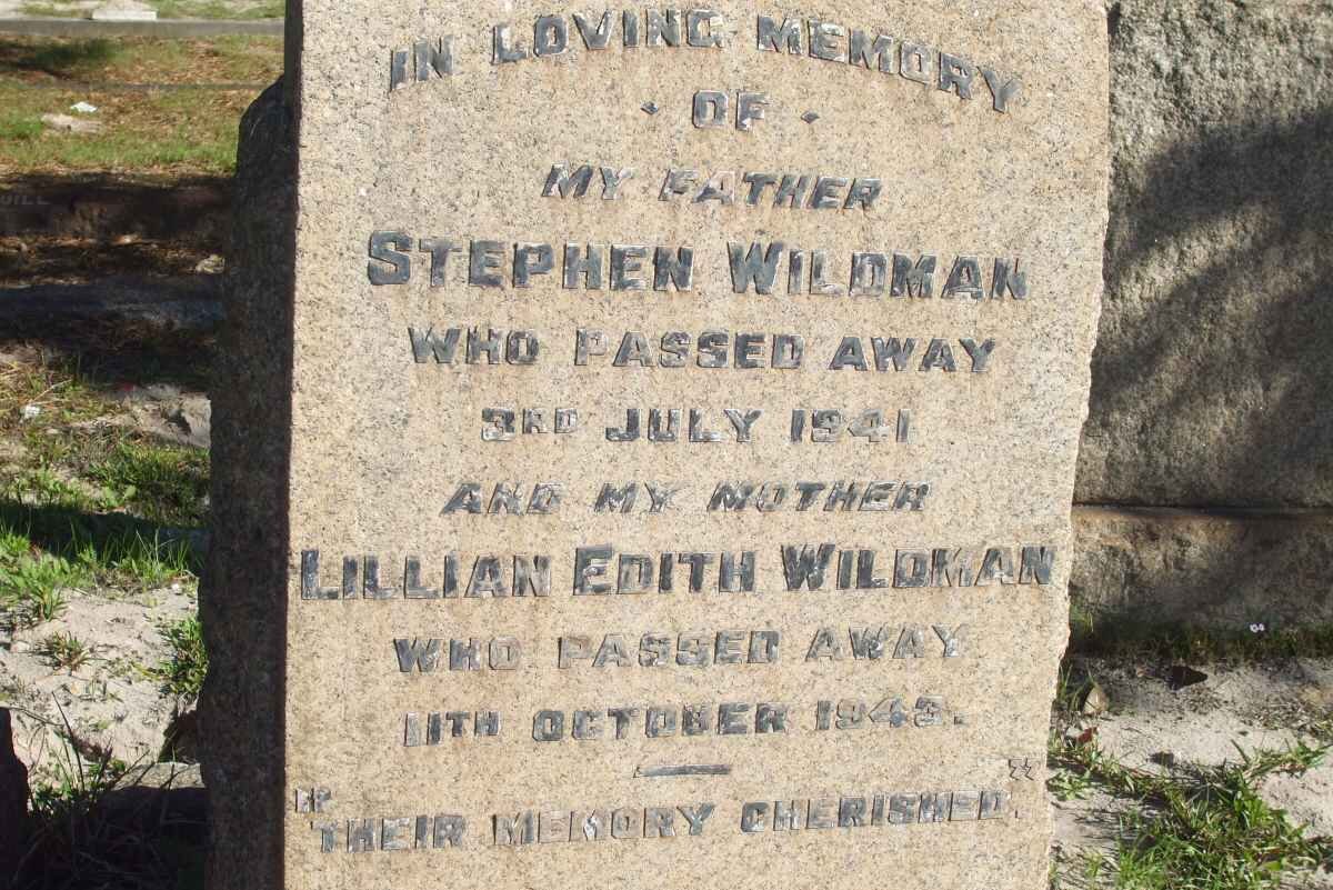 WILDMAN Stephen -1941 &amp; Lillian Edith -1942